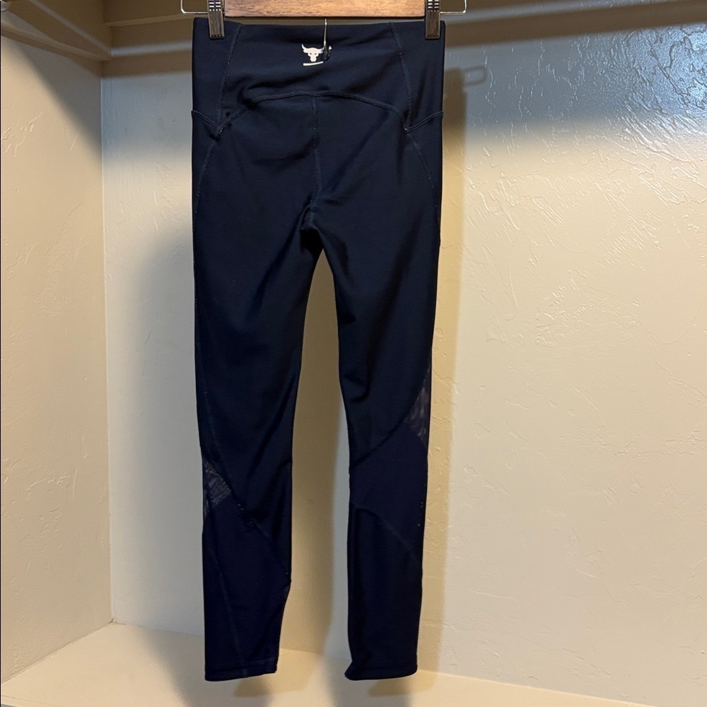 Under Armour Navy Leggings with Logo - Picture 3 of 5